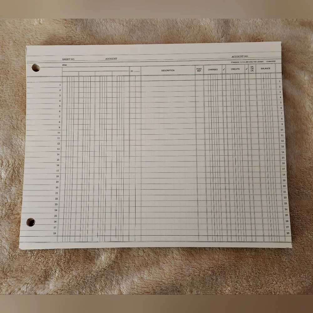 National Brand Black 94-584 Top Lock Binder Ledger & 7 Sets Of Replacement Paper